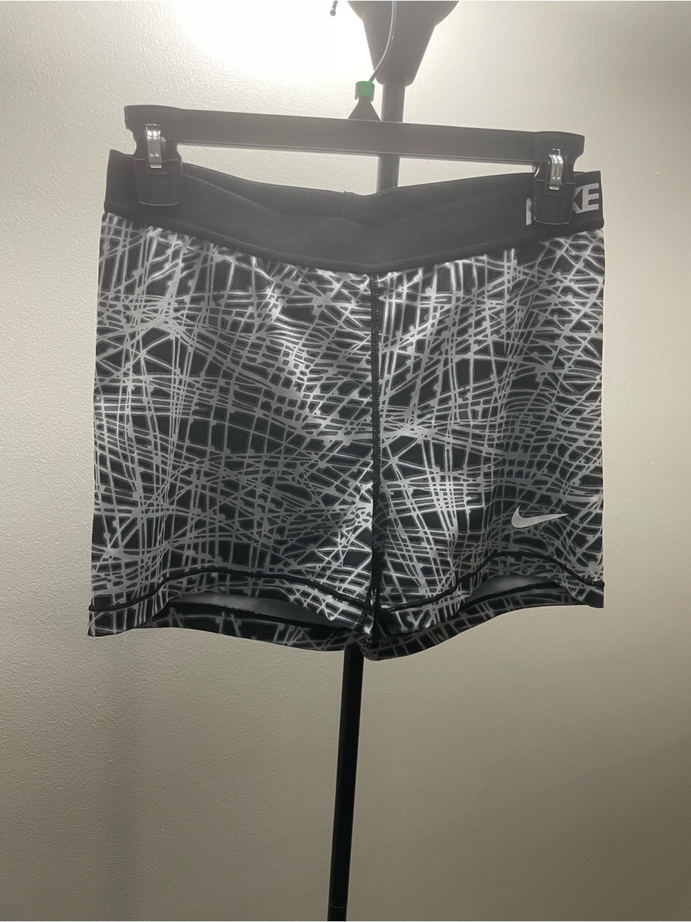 Nike Women’s Black & White Geometric Print Athletic Shorts